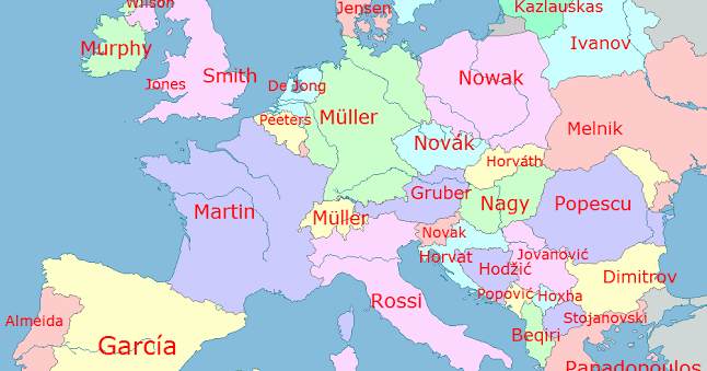 nazwiska w Europie